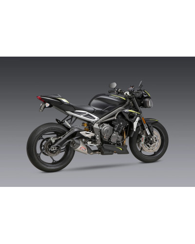 STREET TRIPLE 18-23 YOSHIMURA AT2 STAINLESS SLIP-ON EXHAUST, W/ STAINLESS MUFFLER