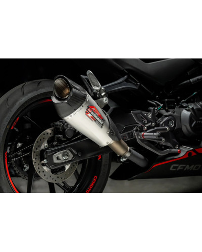 CF MOTO 450SS 23-24 / 450NK 2024 YOSHIMURA AT2 Stainless Slip-On Exhaust, w/ Stainless Muffler