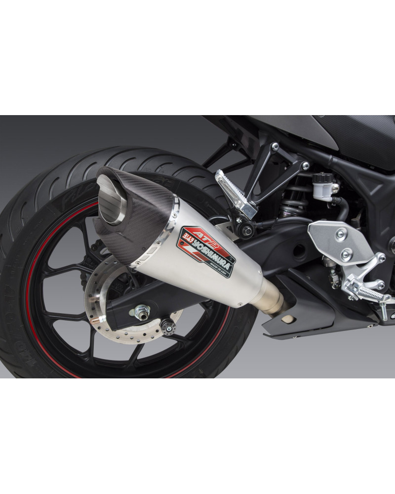 YZF-R3 15-21 / MT-03 20-21 AT2 STAINLESS SLIP-ON EXHAUST, W/ STAINLESS MUFFLER